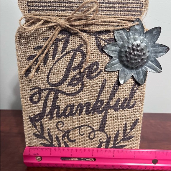 Rustic Burlap Wall Decor with Metal Flower - Picture 4 of 4